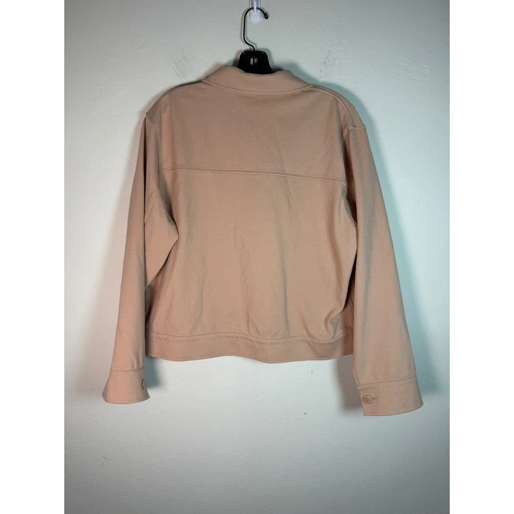 Uniqlo Jersey Relaxed Jacket Tan Beige Button Front Utility Chore Coat 474176 M - Picture 2 of 7